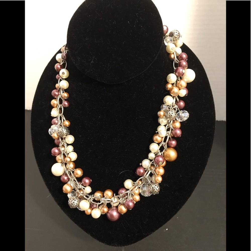 Women’s Boho Multiple Bead Necklace w/Silver Chain